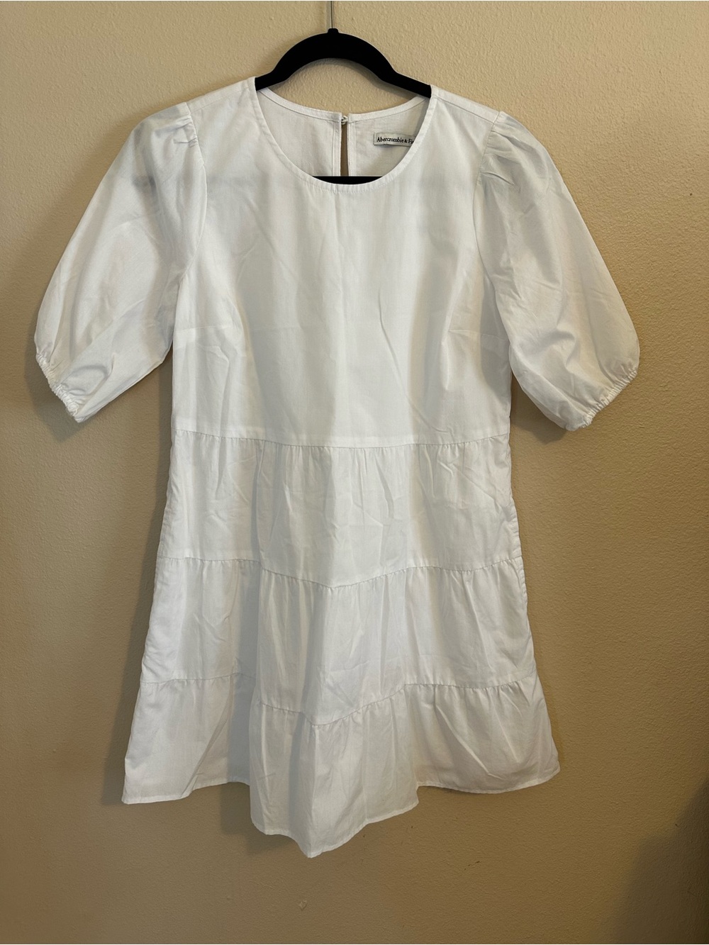Abercrombie & Fitch White Puff Sleeve Tiered Dress NWT